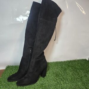 Vince Camuto Boots Womens 11 Black Faux Suede Over The Knee Tall Sock Block Heel